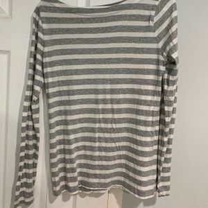 Gap| Medium Grey and White Striped long sleeve